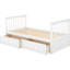 Lit convertible simple au-dessus d'un lit superposé avec barrière de sécurité - Blanc, tiroirs à roulettes polyvalentes de couleur blanche-662680714-662680724