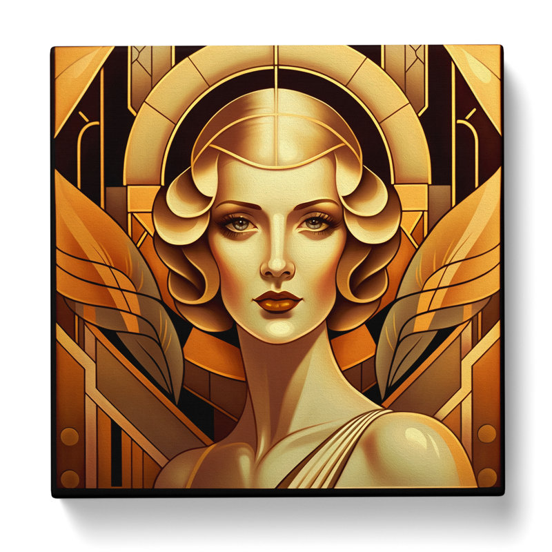 Art Deco Woman Art Deco - Print, 35cm H x 35cm W x 3cm D