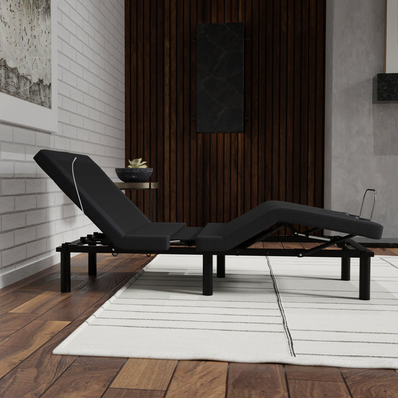 Base de lit réglable en métal simple TG: commande vocale, base de massage et de hauteur avec télécommande sans fil, lumières DEL préréglées pour zéro gravité