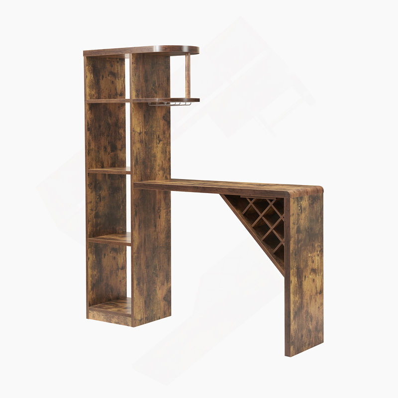 Table de bar avec armoire à vin attachée Porte-verres à vin en métal