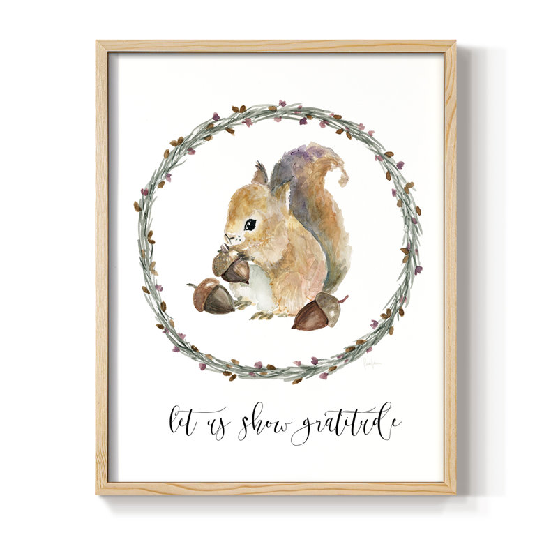 «Harvest Home Squirrel», reproduction encadrée - bois massif, H 30 po x l 24 po