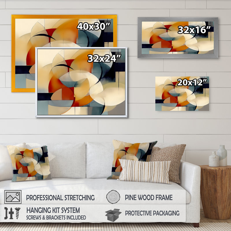 Damore Exploring Abstracted Patterns I - geometric canvas Print, Black Floater Framed, 24" H x 32" W x 1" D
