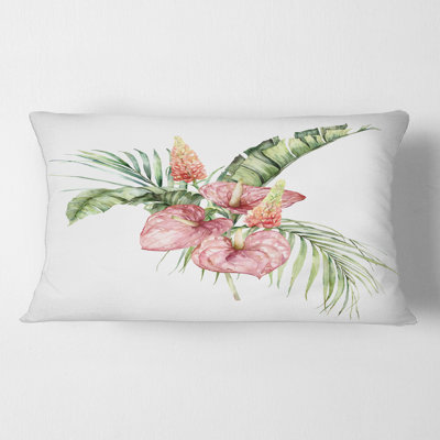 Tropical Bouquet with Anthurium Lupine and Leaves II Rectangular Pillow Cover & Insert