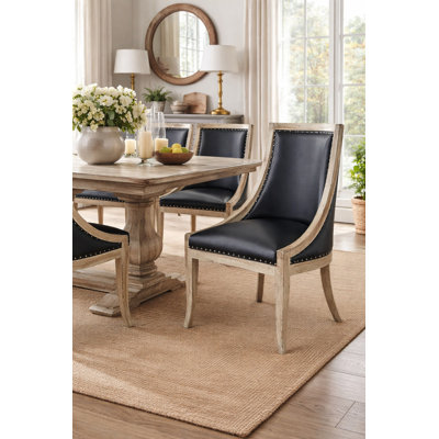 Fauteuil demi-tonneau Farmhouse avec cuir noir