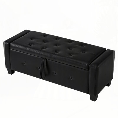 Faux Leather Bench With Storage