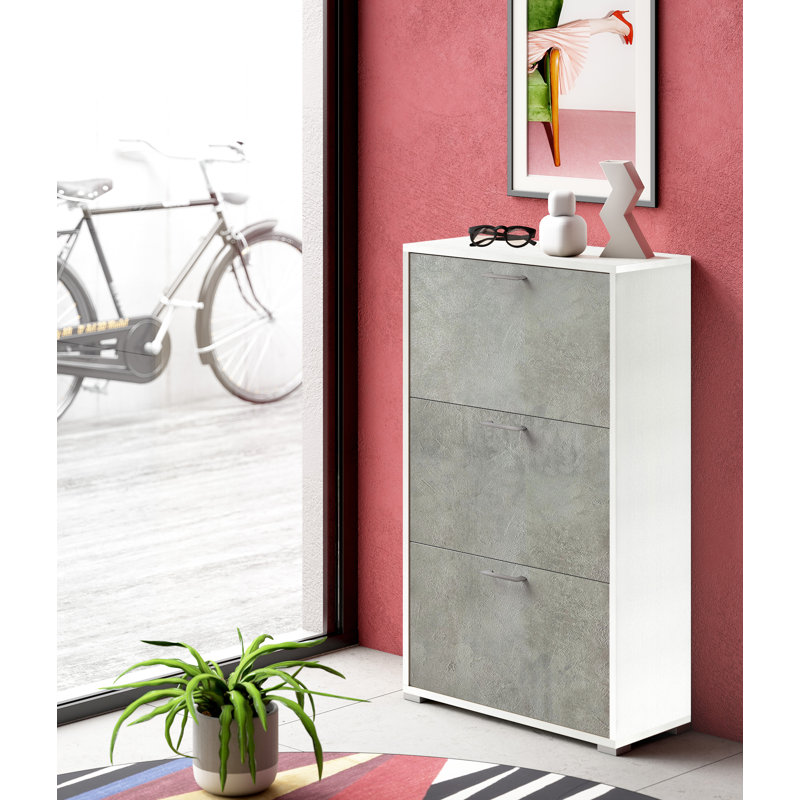 Flip Down Shoe Storage, White/Cement