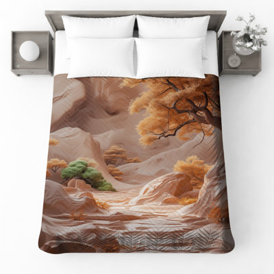 Surreal Autumn Landscape Quilted Bedspread All Sizes