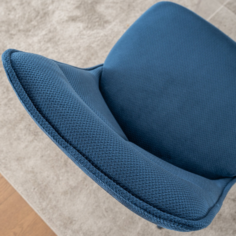 Modern Chenille Upholstered Dining Chairs Armless Side Chairs With Metal Frame For Kitchen Dining Room, 6, Blue
