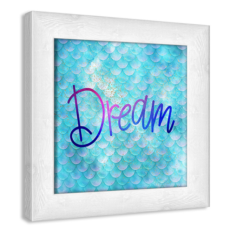 Décoration murale crème Dream Kids, H 10 po x l 10 po x P 0,63 po, Encadré plat à grain de bois blanc