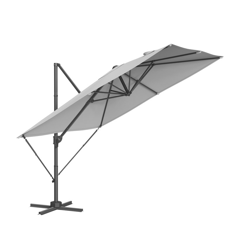 Cabriano Rectangular Market Parasol, Light Grey - Crank Lift 2, 240cm H x 270cm W x 270cm D