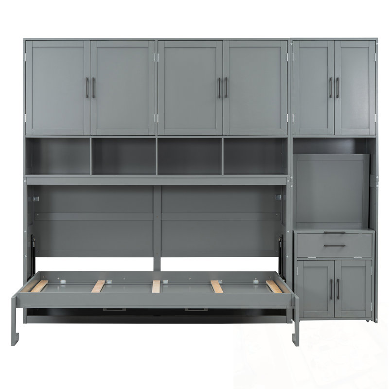 Lit escamotable simple avec placard et tiroirs