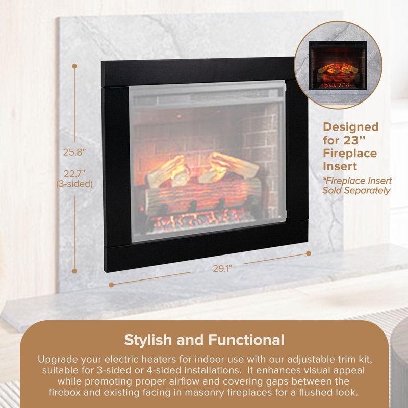 Modern Ember Uptown Electric Fireplace Trim Kit, 3-Inch Trim - Fireplace Sold Separately, 23"