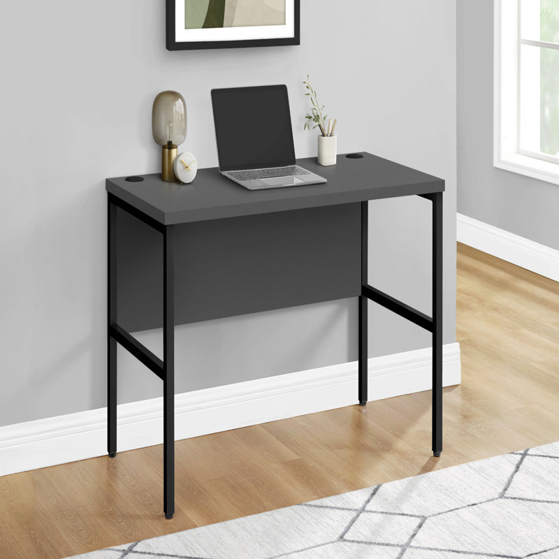 Bureau d'ordinateur, L 48 po, bureau personnel, qualité commerciale, stratifié gris, métal noir, contemporain, moderne
