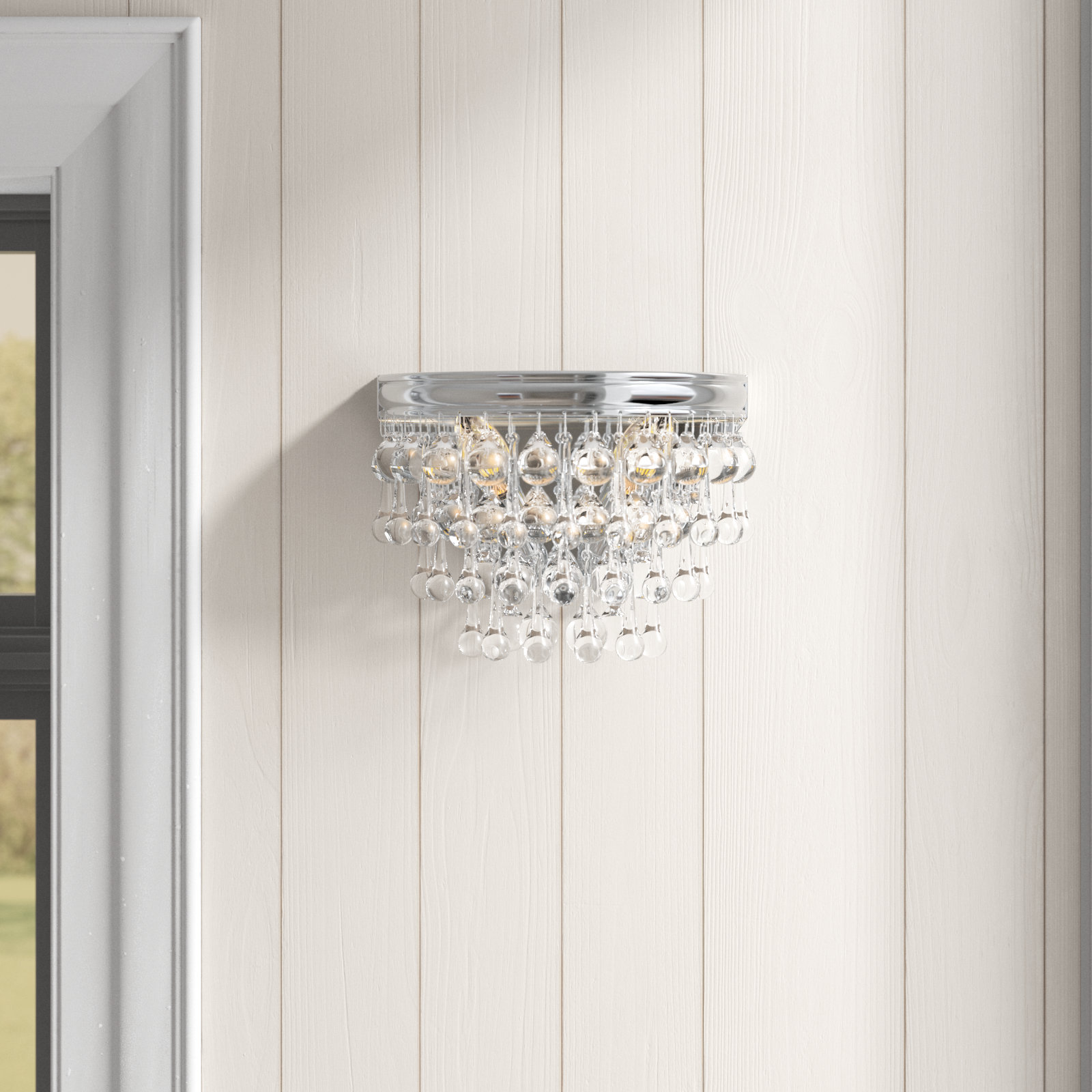 Stoneham 2-Light Dimmable Flush Mount Sconce, Polished Chrome