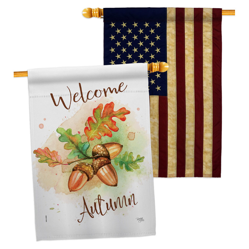 Drapeau de maison 40 po x 28 po Welcome Autumn
