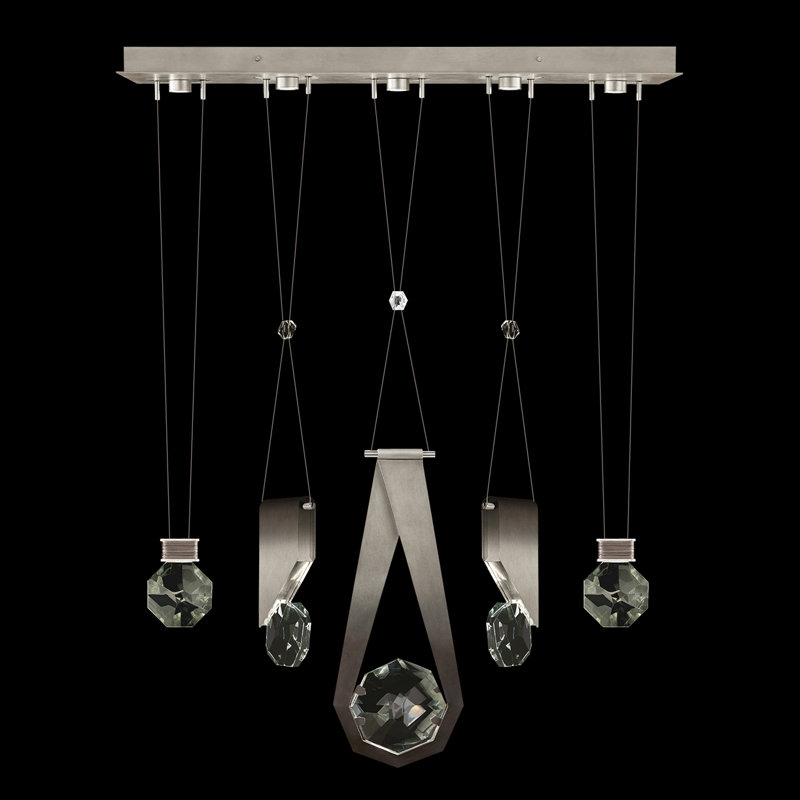 Luminaire suspendu linéaire l 43 po Aria 1,2,4, Argent ombré doux