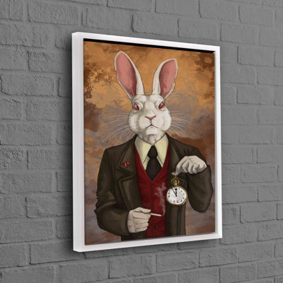 Mr. Rabbit Abstract Alice in Wonderland Art Canvas Featuring Rabbit Wall Art in Modern Poster Style for a Touch of Luxury