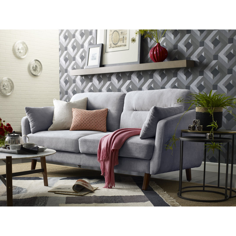 Elle Decor Chloe Square Arm Loveseat, Light Gray
