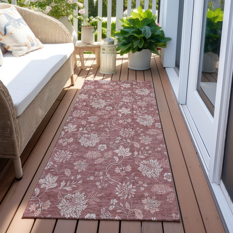 Myqueal Washable Floral Indoor / Outdoor Rug, Runner 2'3" x 7'6"