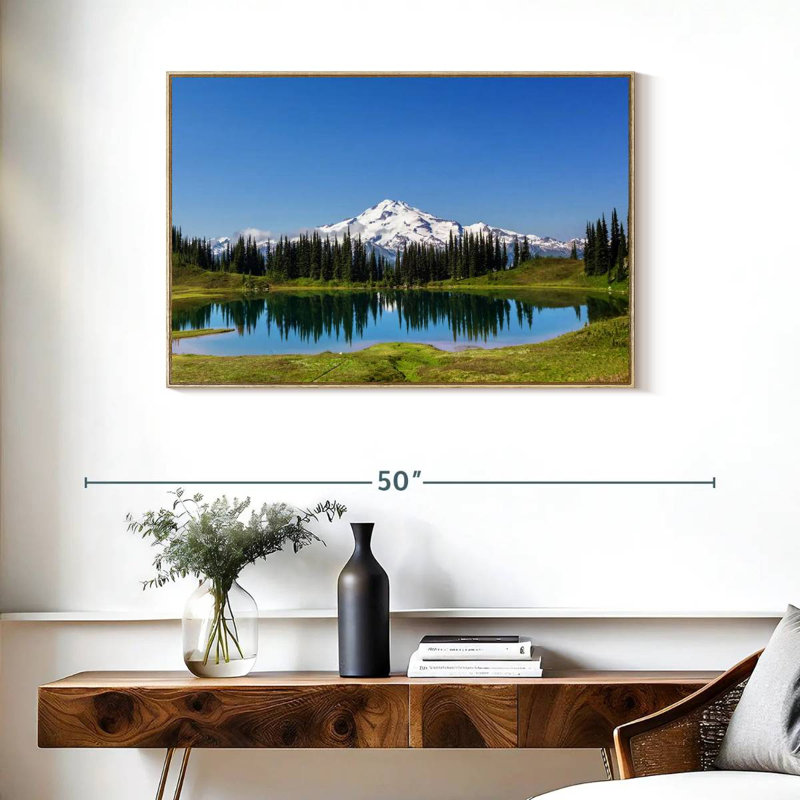Mont Rainier, petite lagune, Cadre flottant en bois naturel, 37 po x 25 po