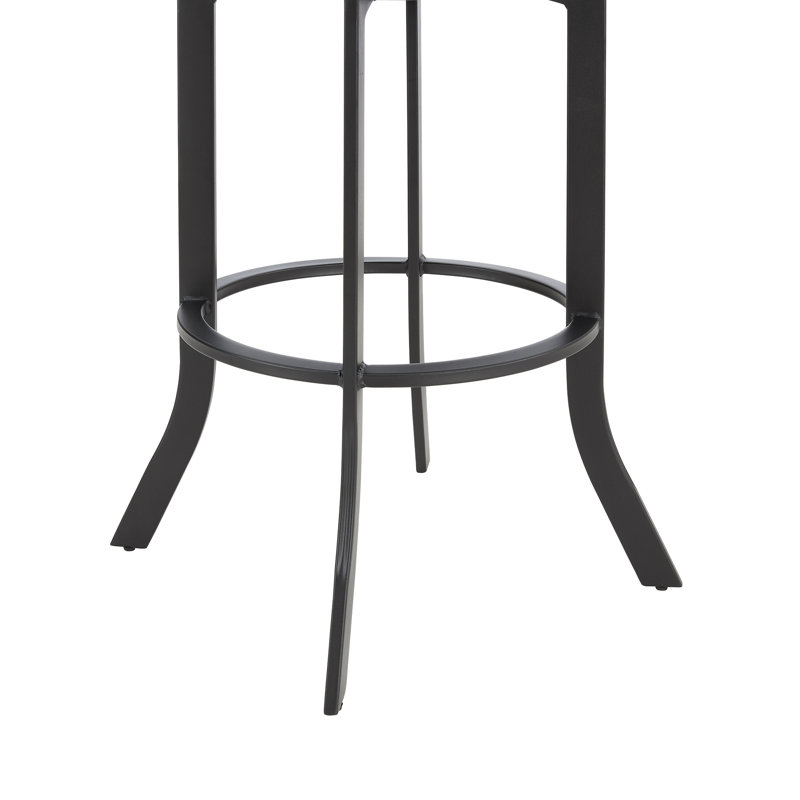 Quarryville Swivel Faux Leather Bar & Counter Stool With Metal Base and Arms, Black, Counter Stool (26" Seat Height), Black