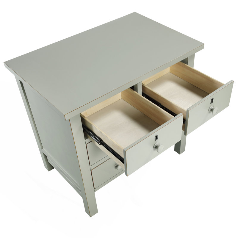 Table de chevet à 4 tiroirs avec rangement, Gris ancien