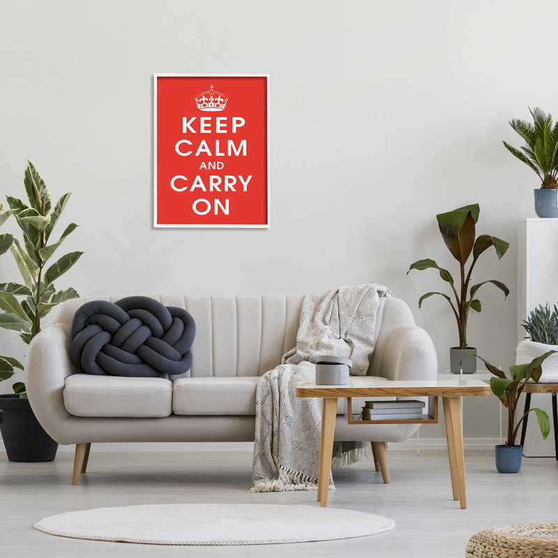 Keep Calm And Carry at-069, H 30 po x l 24 po x P 1,5 po, Giclée encadrée blanc bord de mer
