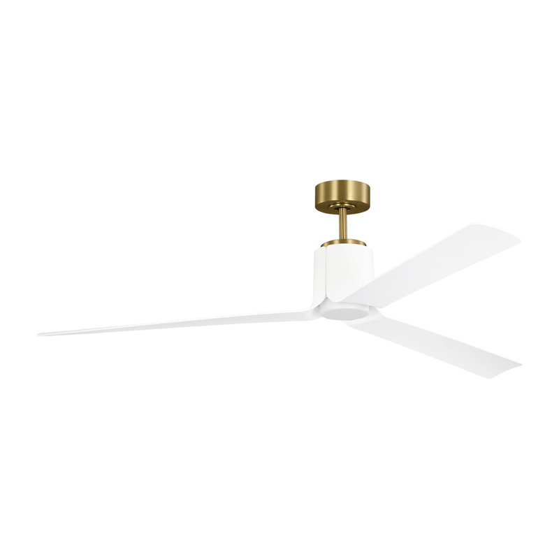Visual Comfort Fan Peel Smart 66 LED Indoor Ceiling Fan with Threaded Downrod, Matte White ABS blades and Handheld Remote