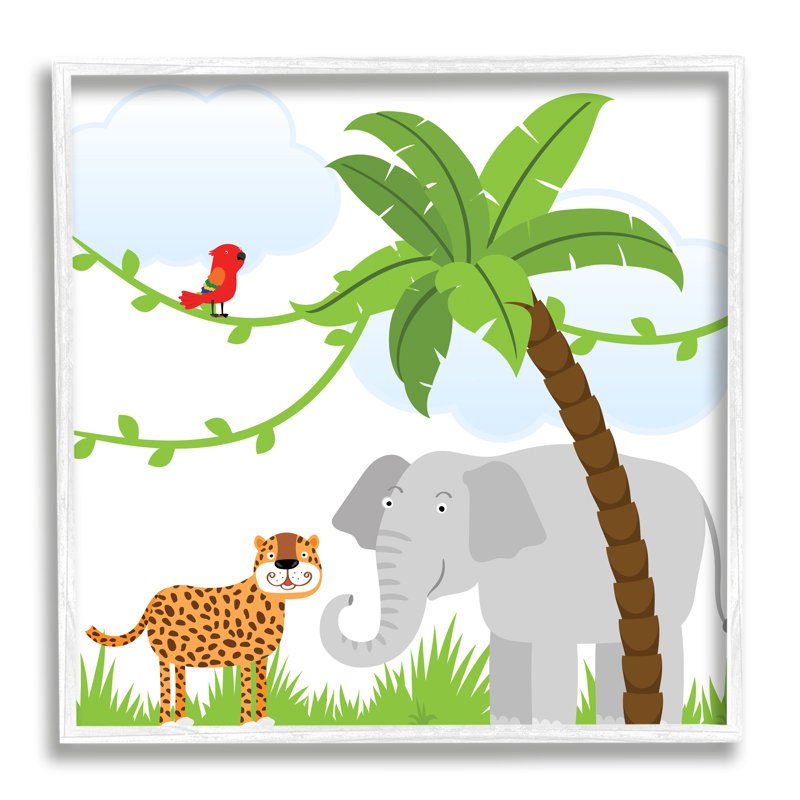 ba-908 - Reproduction d'art sur toile encadrée, "Jungle Animals" par Kim Allen, H 17 po x l 17 po x P 1,5 po