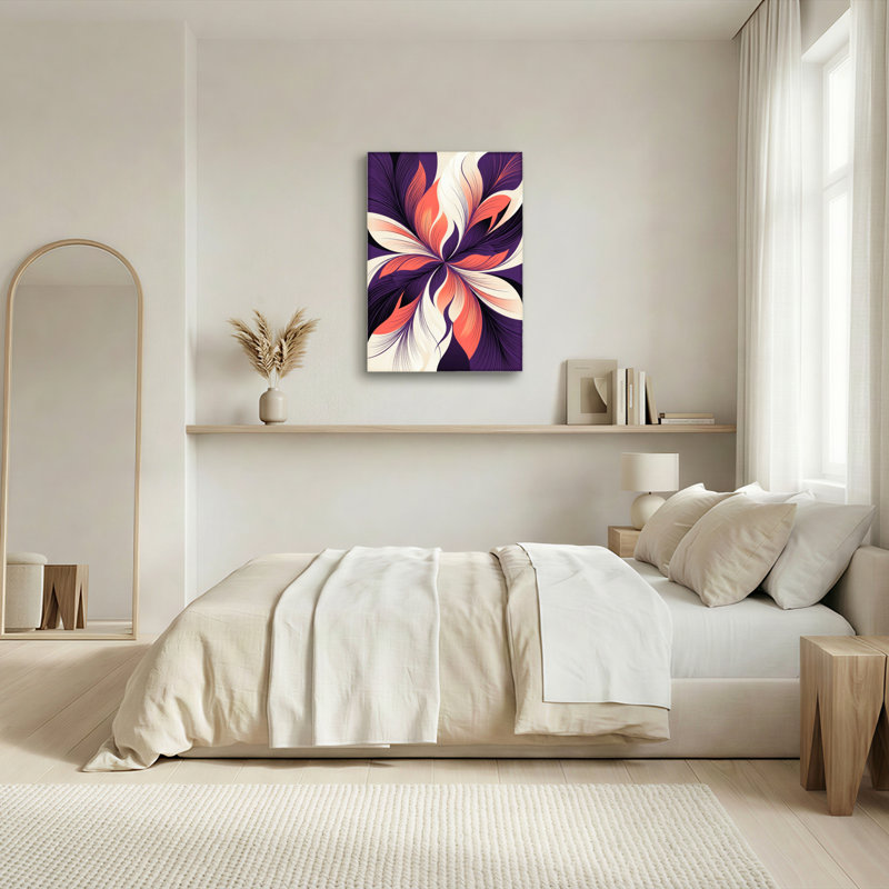 Ensemble de 1 tableau sur toile à motif floral abstrait, H 18 po x l 12 po
