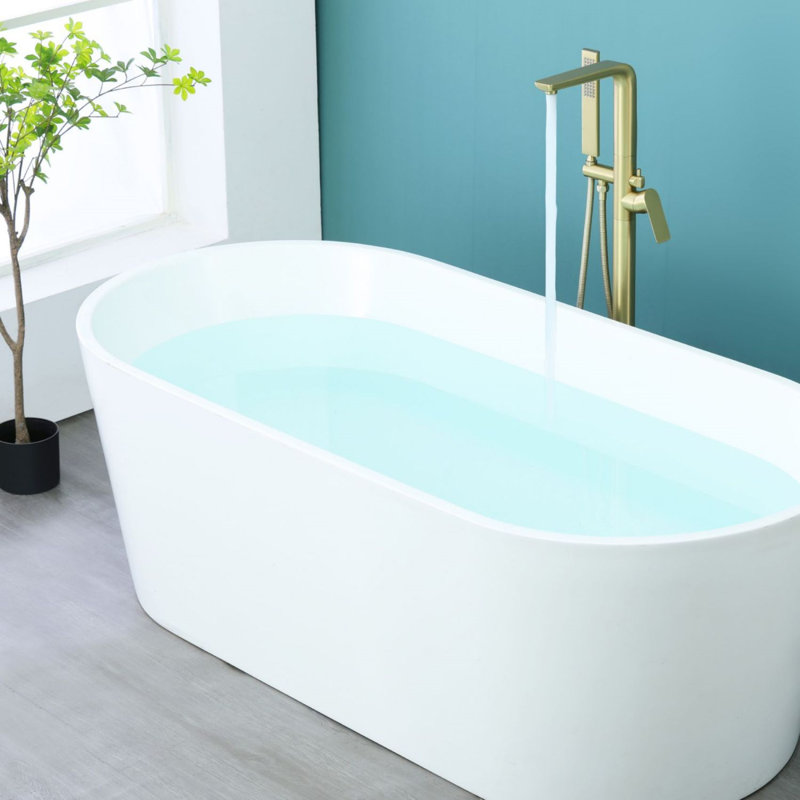 Floor Tub Spout with Diverter, Brushed Gold