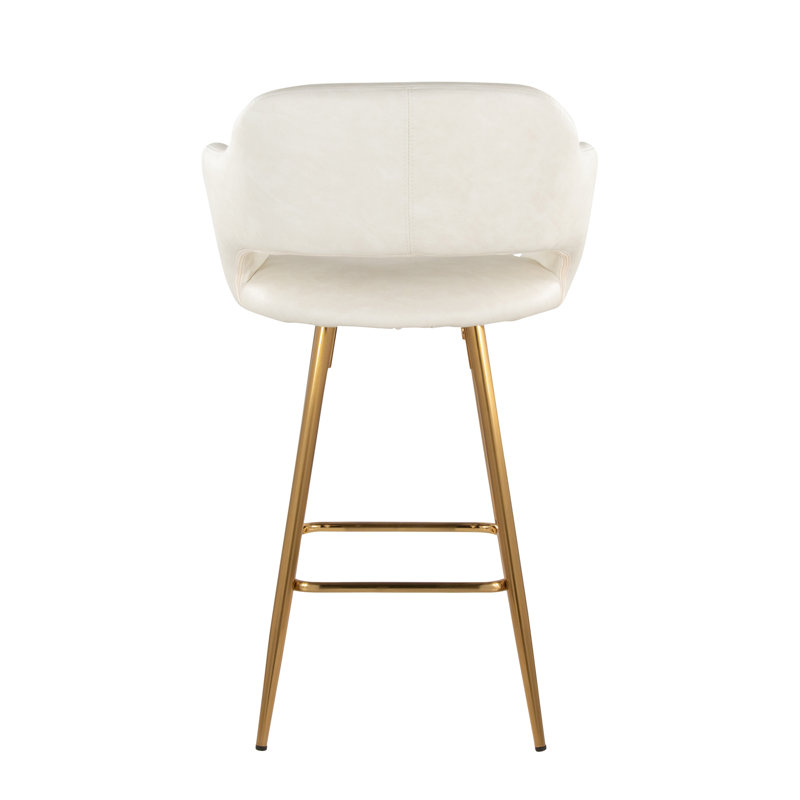 Contemporary Counter Stool, Blanc, Doré