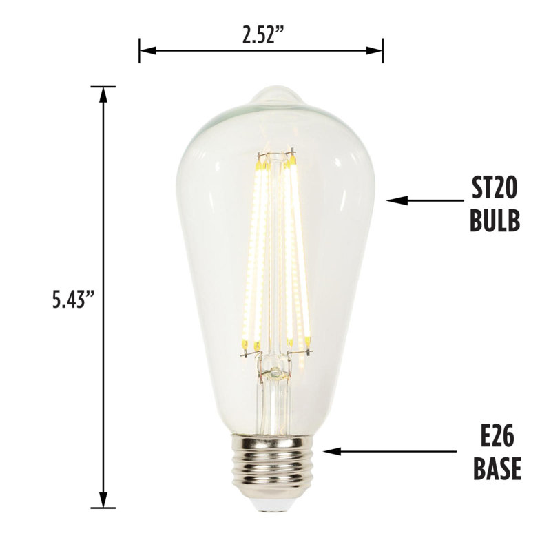 60 Watt Equivalent ST19 E26/Medium (Standard) Dimmable 2700K LED Bulb, 4.5