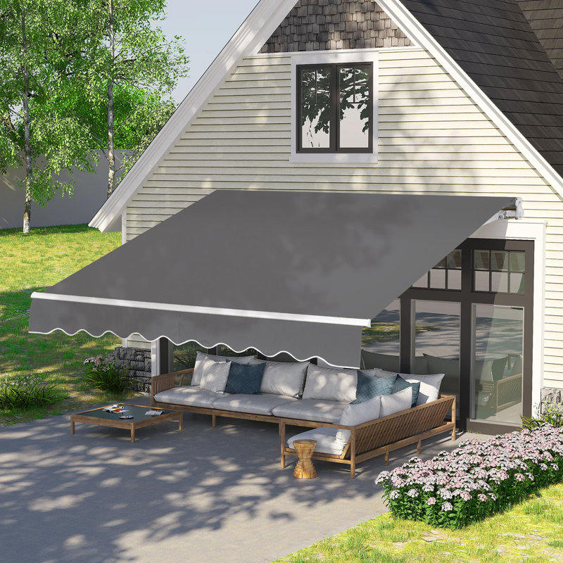Dakota Fields Polyester Cover Retractable Patio Awning, 250" H x 200" W x 19.2" D, Grey