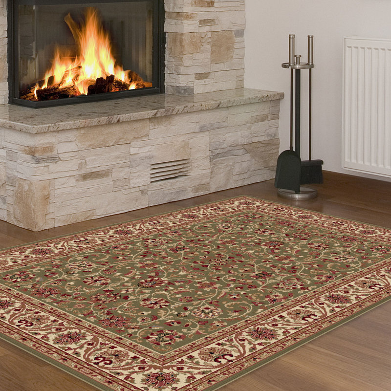 Tapis oriental vert Clarence, Rectangle 5 pi 3 po x 7 pi 3 po