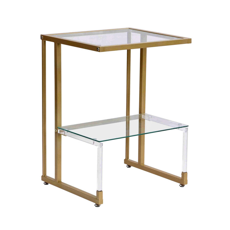Kazbek 17.72'' Glass Top Console Table, Gold