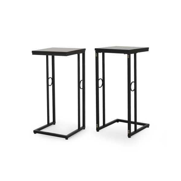 Essex Modern Black MDF and Metal End Table Set of 2 by Christopher Knight Home