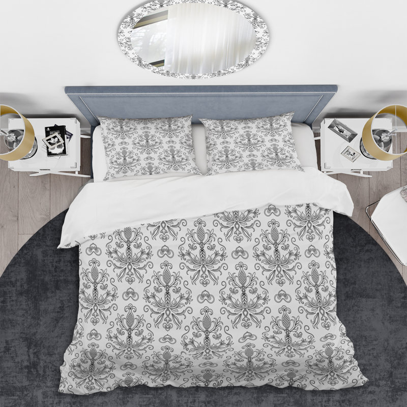 Ensemble de housse de couette 3 pièces en microfibre grise, Housse de couette pour grand lit et 2 taies décor