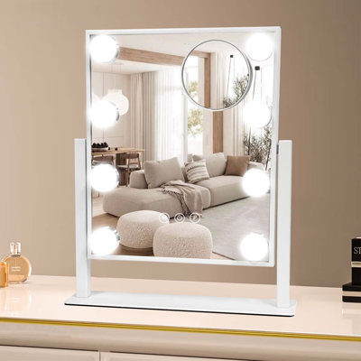 Hollywood Vanity Mirror with 3 color lights ,8 Dimmable Bulbs, Touch Control, for Makeup & Shaving