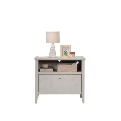 Wood Lateral File With Spacious Drawer, Light Grey