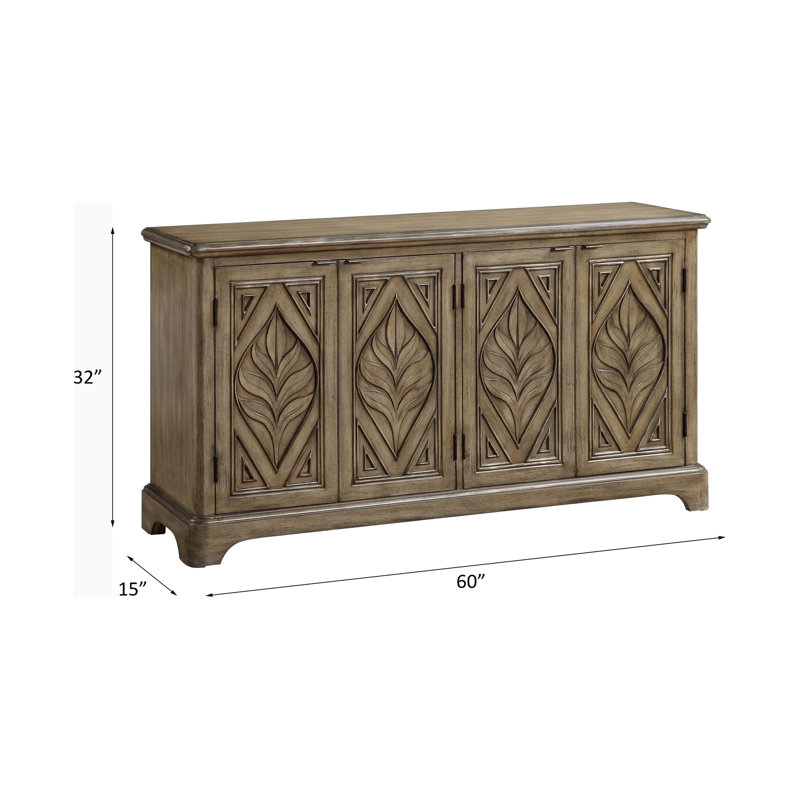Rectangular Console Table With 4 Doors,Buffet cabinet,Office Credenza, Oak