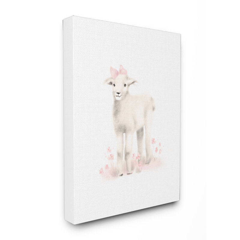«Sweet Baby Lamb with Pink Bow», art mural, Toile tendue, H 30 po x l 24 po