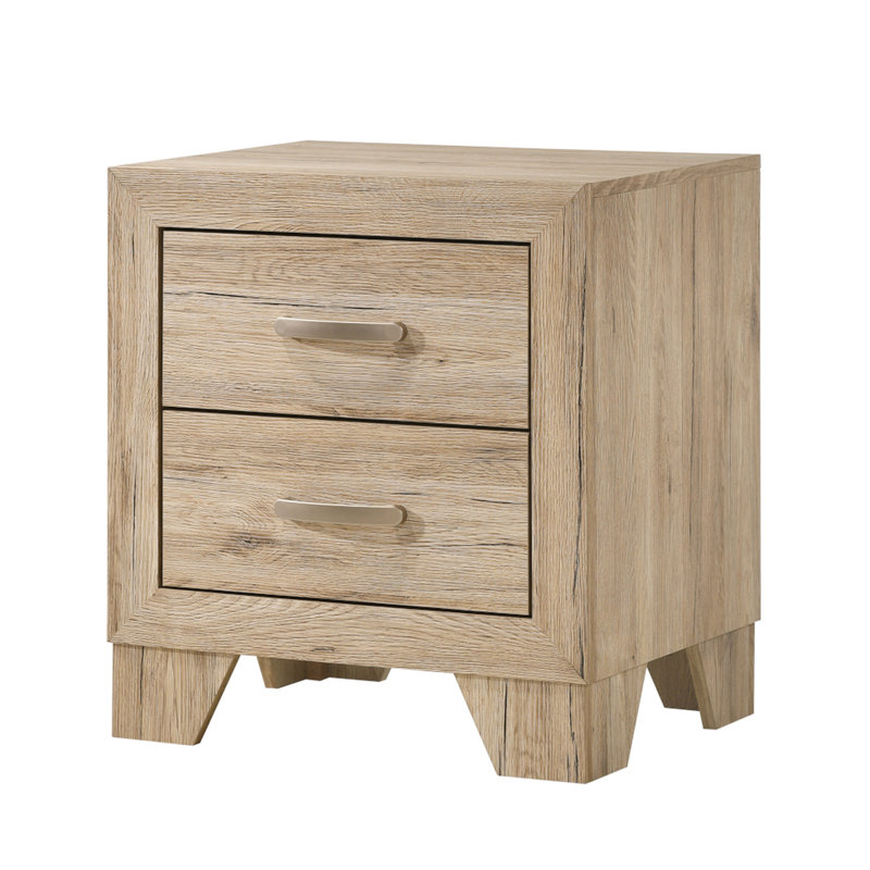 Table de chevet de chambre à coucher - 2 armoires à tiroirs avec structure à glissières fonctionnelles Poignée en métal élégante