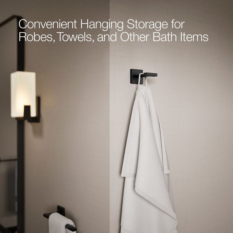 Square Robe Hook, Matte Black