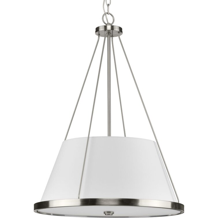 Ariyelle Three-Light New Traditional White Linen Shade Pendant Light