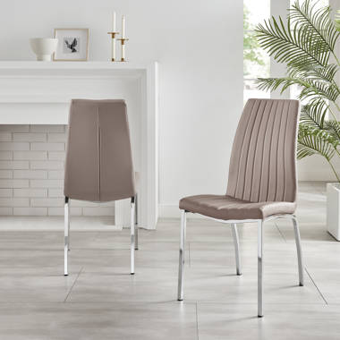 Canora Grey Moderne Corova-Esszimmerstühle aus Kunstleder mit konischen  Metallbeinen und Rautennähten & Bewertungen