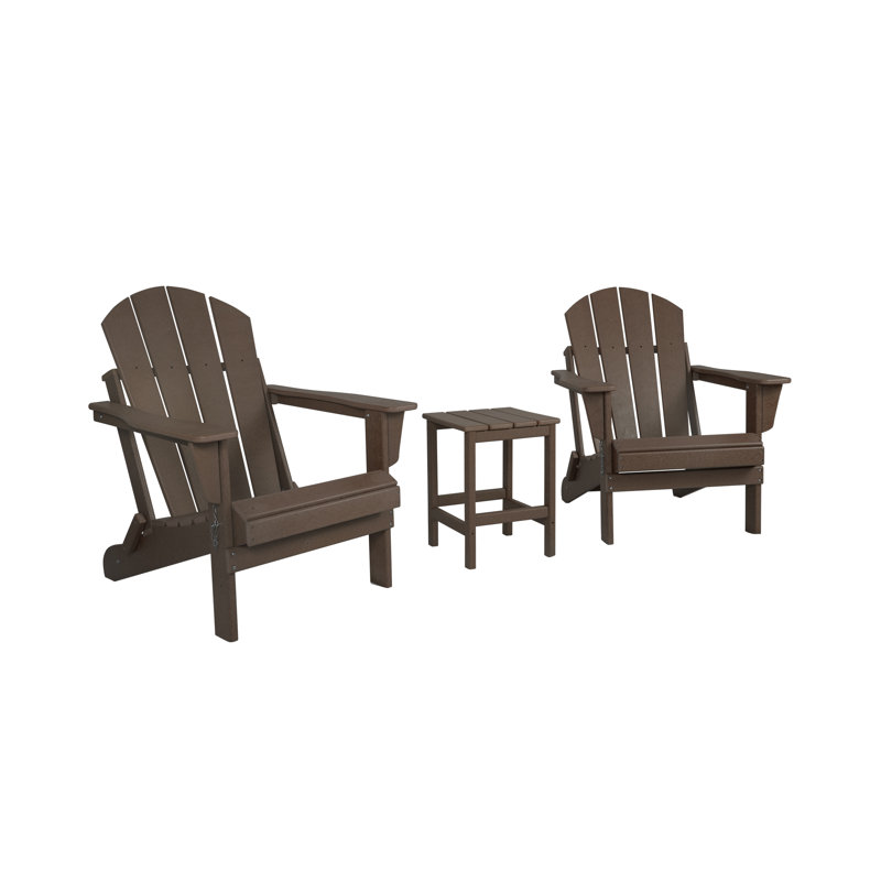 Chaise Adirondack pliante en plastique pour 2 personnes avec table Laguna, Brun foncé
