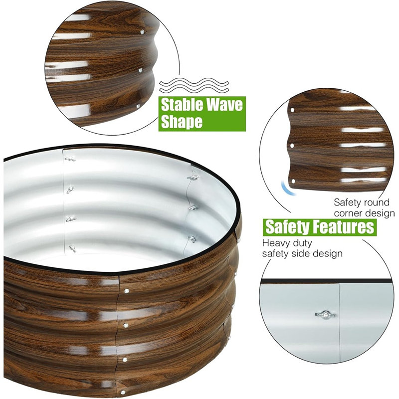 Boîte à fleurs surélevée galvanisée Coalton, 11.8" H x 23.6" W x 23.6" D, Brown, Set of 3