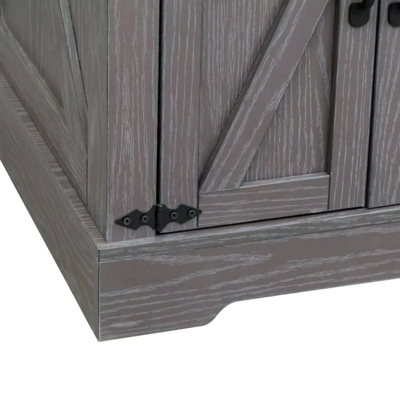 Table de bout Farmhouse avec station de charge, table de chevet en bois rustique avec tablette réglable, table d'appoint polyvalente en noyer de 19,6 po avec portes de grange et charnières rétro