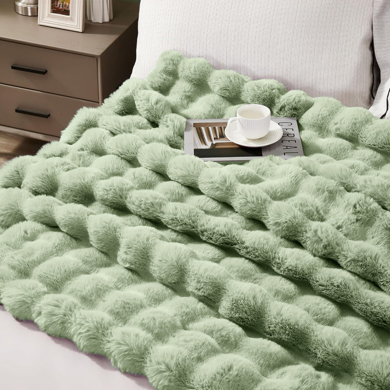 Jeté réversible Haalan Cozy, Lit simple, Vert sauge